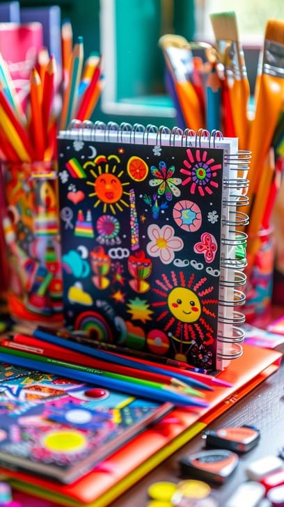 Colorful stationery supplies
